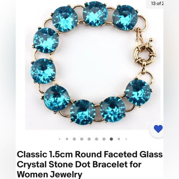 Royal blue crystal sparkly link bracelet gold tone bling - Picture 5 of 11